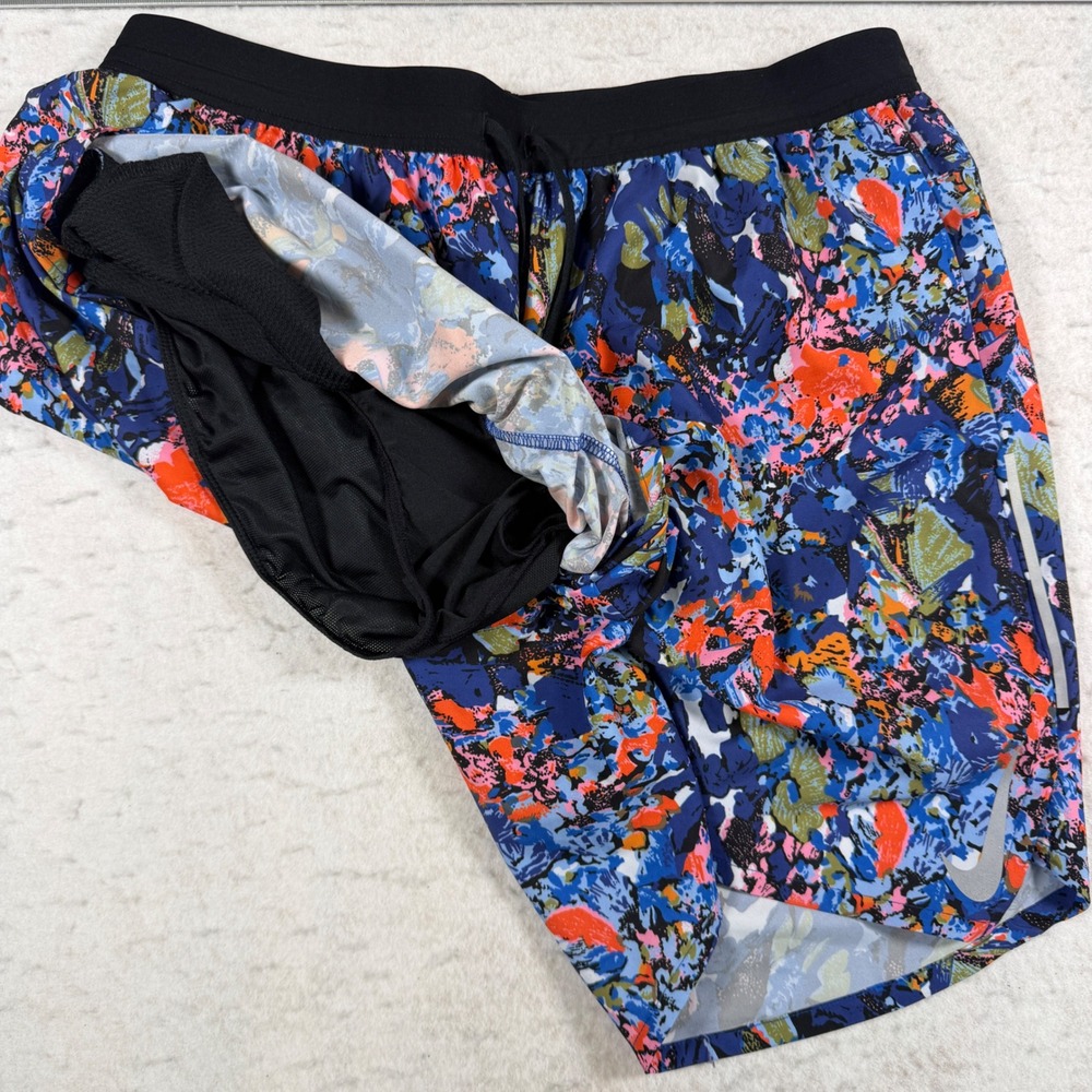 Nike Dri-FIT Womens XXL Running‎ Shorts Abstract Floral Blue Orange 4.5 Inseam - Picture 3 of 7
